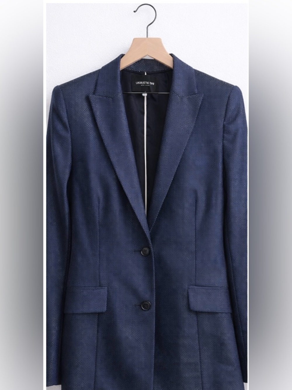 Lafayette 148 Navy Textured Blazer Size 10 Tailored Jacket